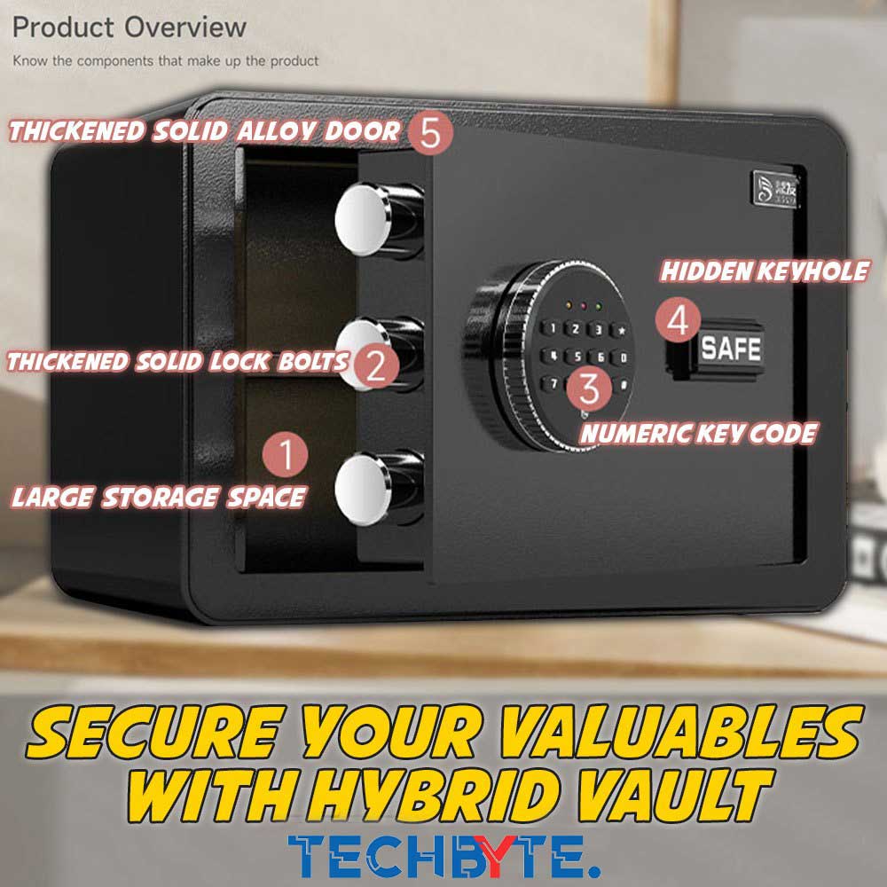 PREMIUM SAFETY VAULT Digital Fireproof Depository Cash Security Box Money and Documents Organizer