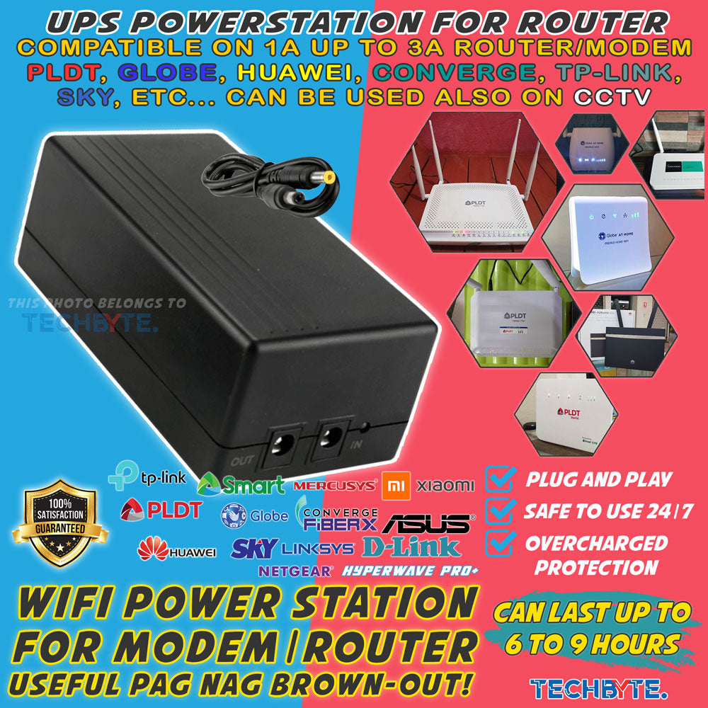 Mini UPS Power Supply for WiFi PLDT, Converge, Globe, Huawei Smart, SKY, DVR, Mesh, TP Link, CCTV