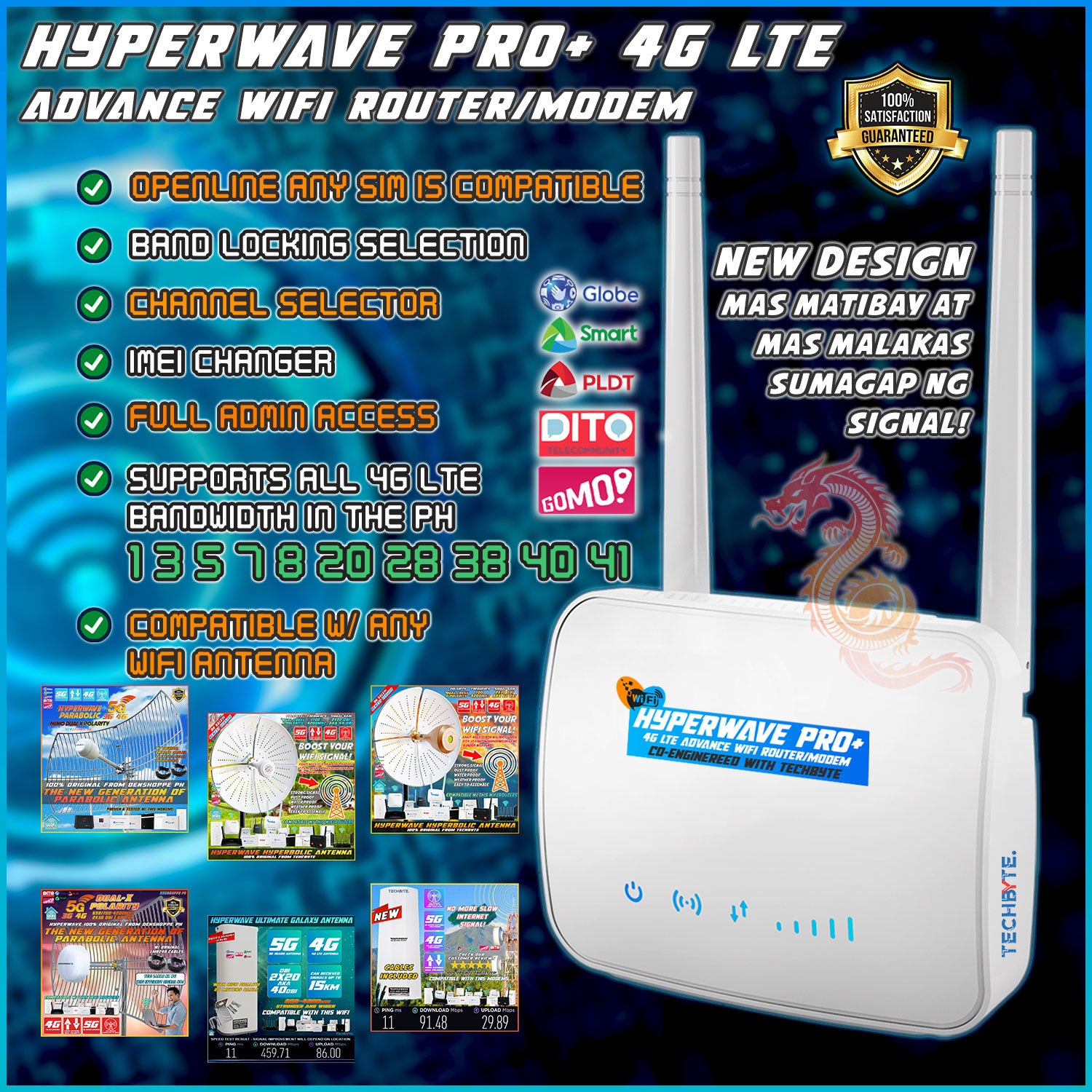 Clearwave Fiber Compatible Modem Router Hyperwave WiFi Modem Router: Openline 4G LTE SIM, Globe Smart PLDT ...