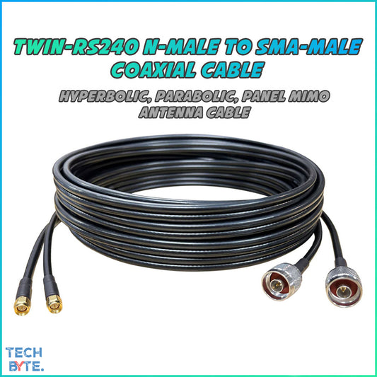 Cable For Hyperbolic, Parabolic, Panel MiMo Antenna Twin-RS240 N-Male to SMA-Male Coaxial Cable