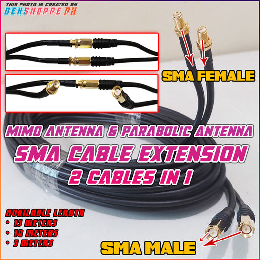 RG 58 Coaxial Cable Extension for WiFi Antenna MiMo Hybrid Hyperbolic Parabolic SMA Male SMA Female - Denshoppe